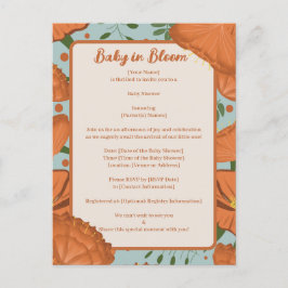 Invitación a la ducha con naranja Poppy Baby Bloom