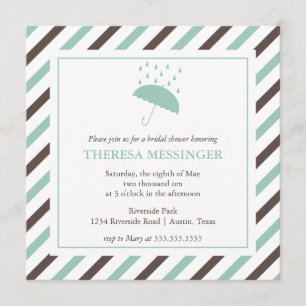 Invitación a la ducha con paraguas a rayas