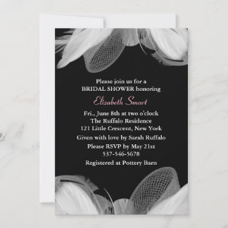 Invitación a la ducha con plumas blancas