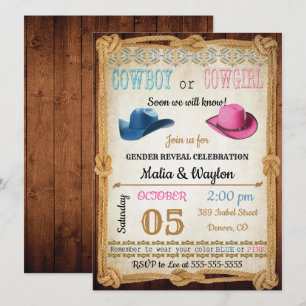 Invitación a la ducha con revelación de bebé de es