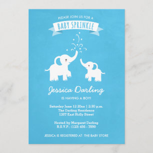 Invitación a la ducha con rociador de bebé elefant