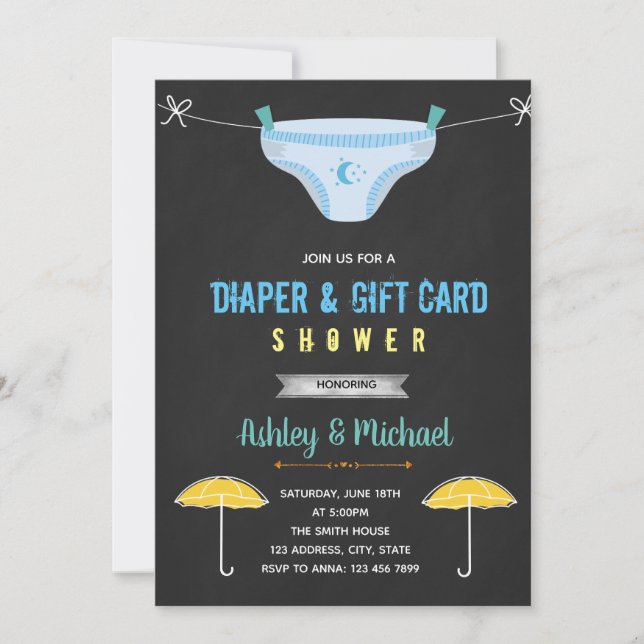 Invitación a la ducha con tarjeta de regalo (Anverso)