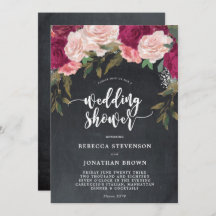 Invitación a la ducha con tiza floral borgoñona