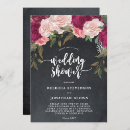 Invitación a la ducha con tiza floral borgoñona