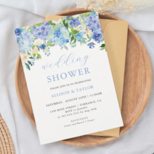 Invitación a la ducha de agua azul Hydrangea Weddi