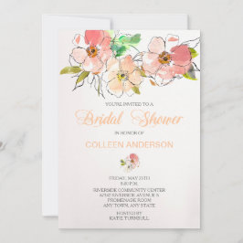 Invitación a la ducha de agua con impresión floral