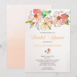 Invitación a la ducha de agua con impresión floral