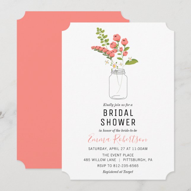 Invitación a la ducha de agua dulce Primavera Bouq (Anverso / Reverso)