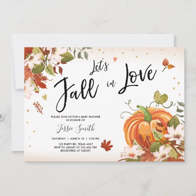 Invitación a la ducha de amor Novia Otoño (Anverso)