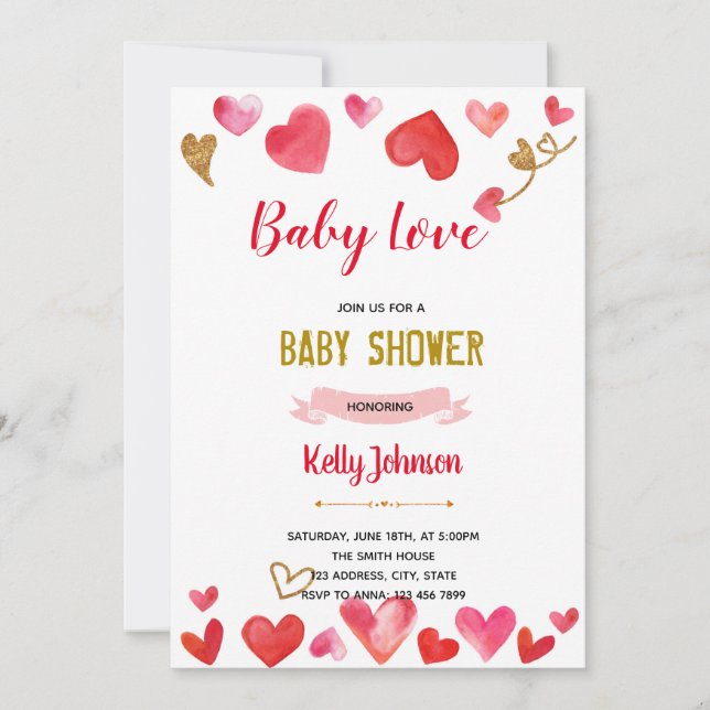 Invitación a la ducha de amor para bebés (Anverso)