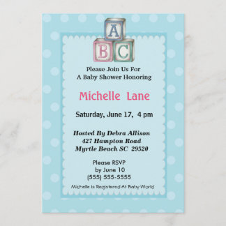 Invitación a la ducha de Baby Blocks Boy
