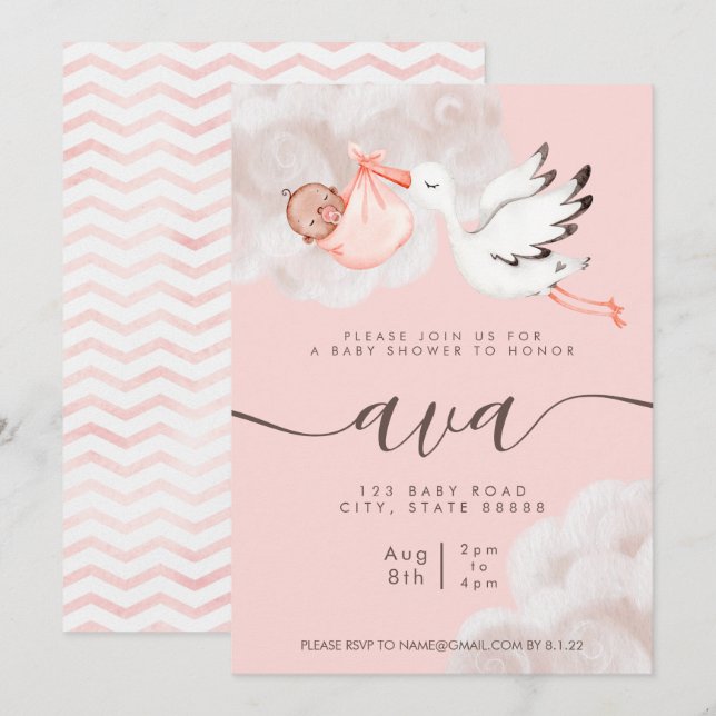 Invitación a la ducha de bebé (Anverso / Reverso)