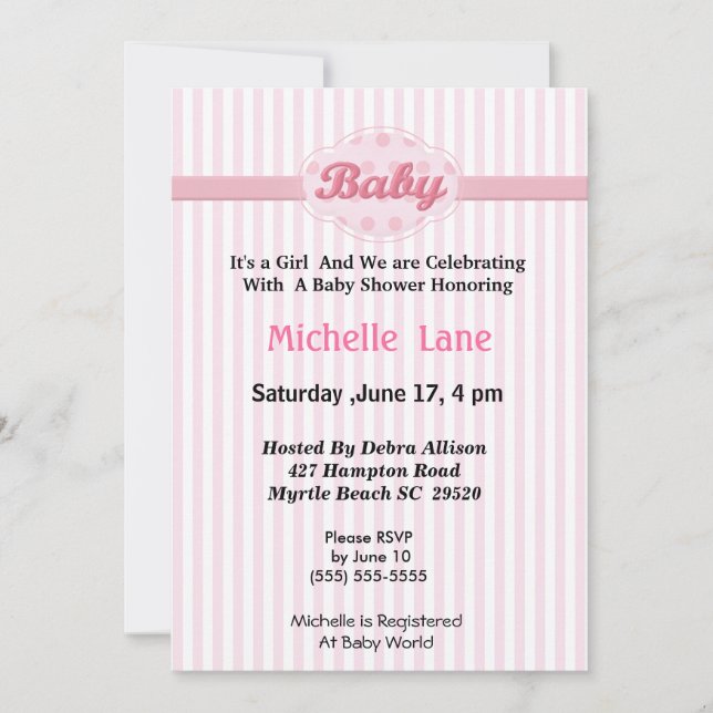 Invitación a la ducha de bebé (Anverso)