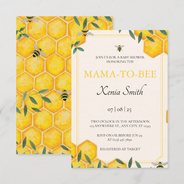Invitación a la ducha de bebé (Anverso / Reverso)