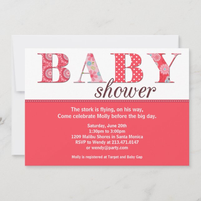 Invitación a la ducha de bebé (Anverso)