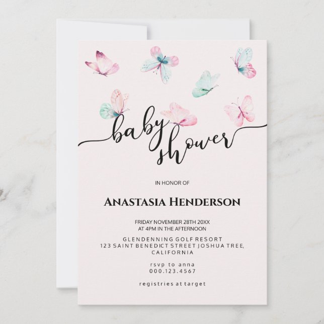 Invitación a la ducha de bebé. (Anverso)