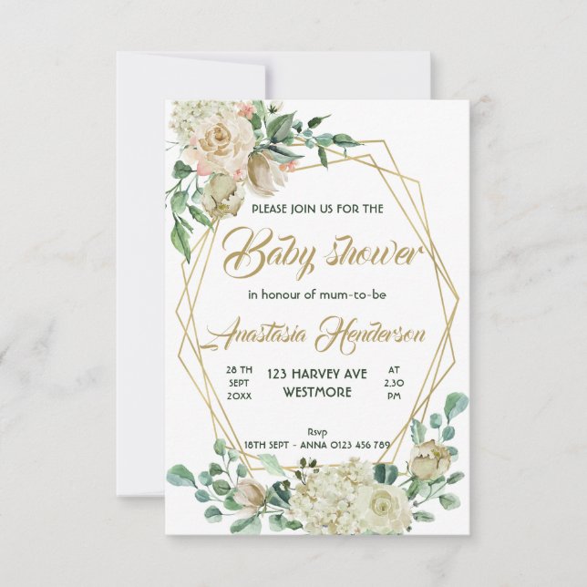 Invitación a la ducha de bebé (Anverso)