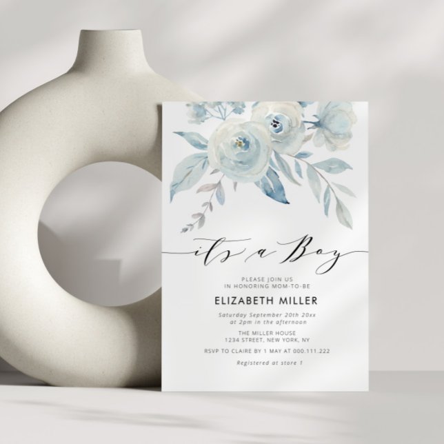 invitación a la ducha de bebé azul y polvoriento (Subido por el creador)