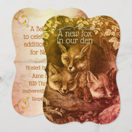 Invitación a la ducha de bebé bebe fox woodland