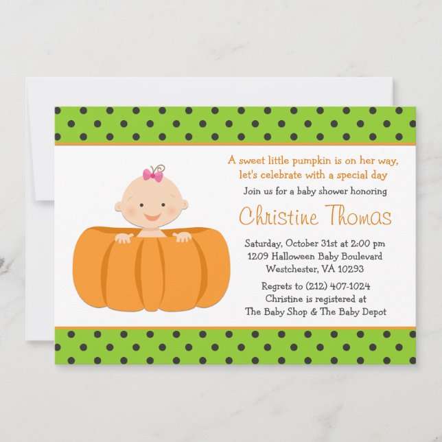 Invitación a la ducha de bebé Bebé Halloween (Anverso)