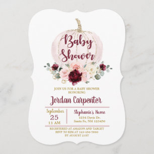 Invitación a la ducha de bebé bebe rosa borgoña
