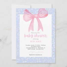 Invitación a la ducha de bebé con arco rosa y azul