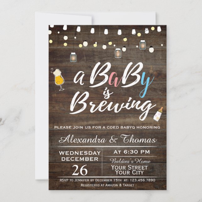Invitación a la ducha de bebé con barbacoa BBQ (Anverso)