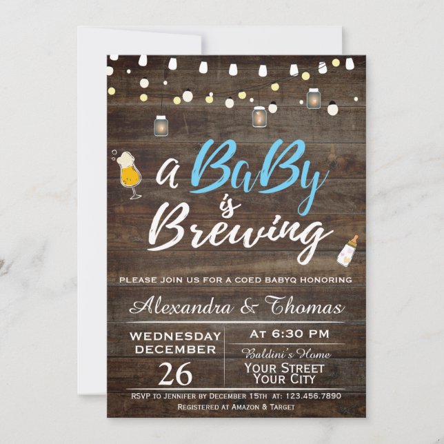 Invitación a la ducha de bebé con barbacoa BBQ (Anverso)