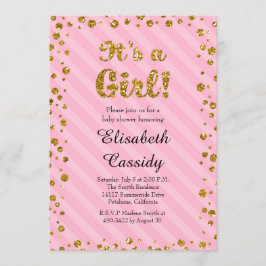 Invitación a la ducha de bebé con confetti de oro 