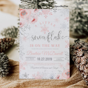 Invitación a la ducha de bebé con copos de nieve U