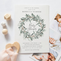 Invitación a la ducha de bebé con flores de guerra