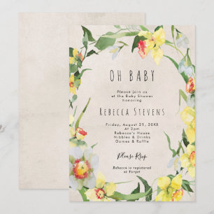 invitación a la ducha de bebé con flores de primav