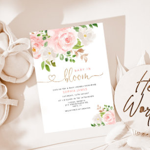 Invitación a la ducha de bebé con flores de Rubor
