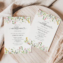 Invitación a la ducha de bebé con flores silvestre