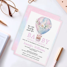 Invitación a la ducha de bebé con globo aerostátic