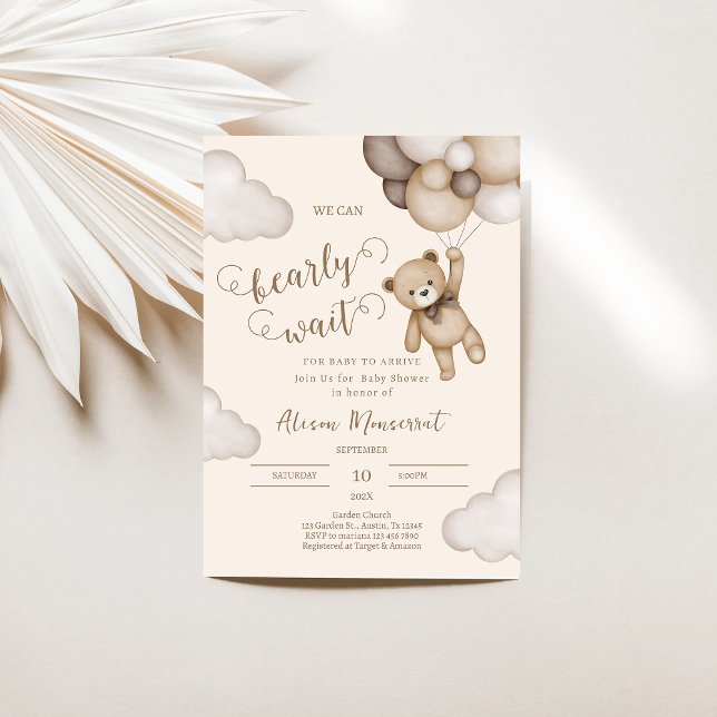 Invitación a la ducha de bebé con oso de peluche (Subido por el creador)