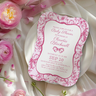 Invitación a la ducha de bebé con tocador rosa Coq