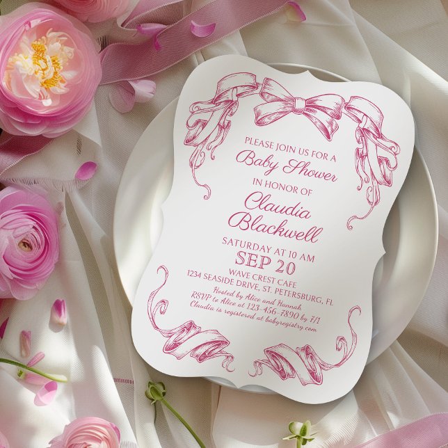 Invitación a la ducha de bebé Coquette Pink Bow (Subido por el creador)