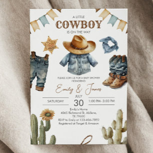 Invitación a la ducha de bebé Cowboy en el suroest