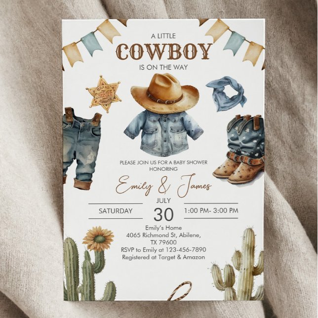 Invitación a la ducha de bebé Cowboy en el suroest (Subido por el creador)