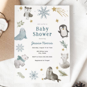 Invitación a la ducha de bebé de animales bebés