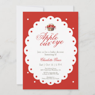 Invitación a la ducha de bebé de Apple Basket Red 