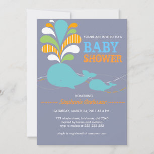 Invitación a la ducha de bebé de ballena Personali