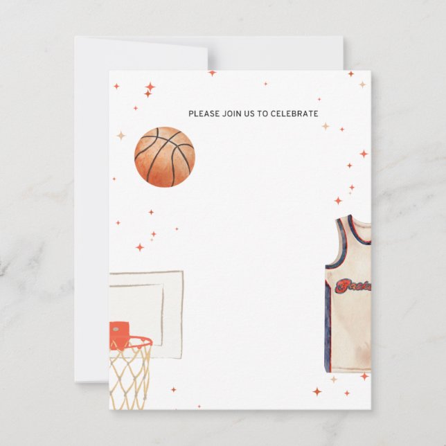 Invitación a la ducha de bebé de baloncesto, cumpl (Anverso)