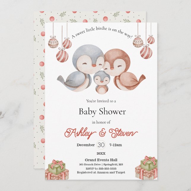 Invitación a la ducha de bebé de bebe de birdie du (Anverso / Reverso)