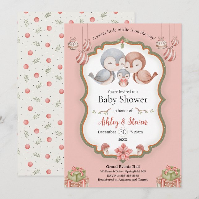 Invitación a la ducha de bebé de bebe de birdie du (Anverso / Reverso)