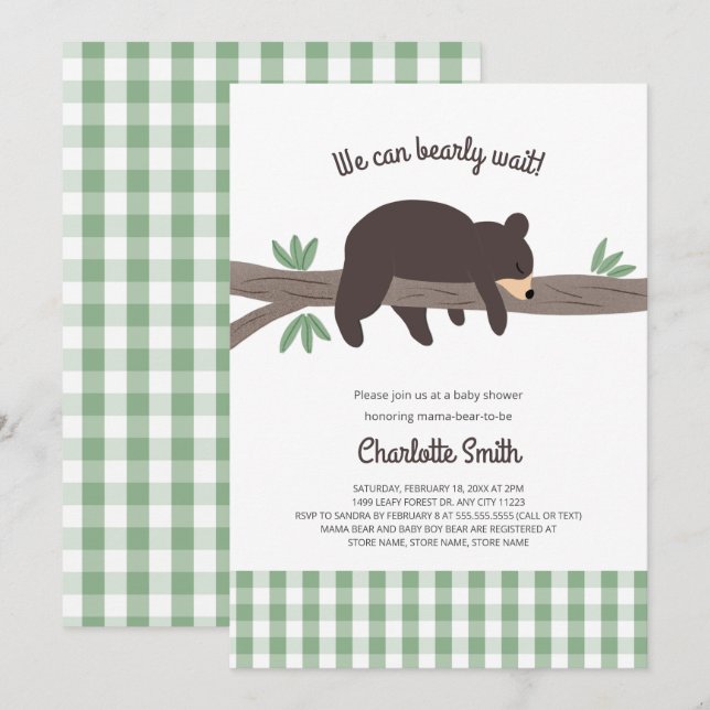 Invitación a la ducha de bebé de Brown Bear Cub (Anverso / Reverso)