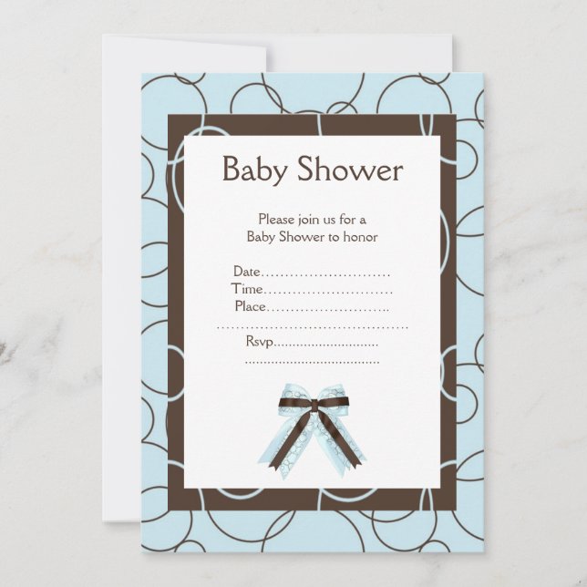 Invitación a la ducha de bebé de burbujas azules (Anverso)