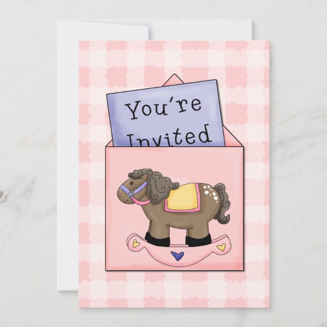 Invitación a la ducha de bebé de caballo con piedr (Anverso)