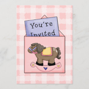 Invitación a la ducha de bebé de caballo con piedr